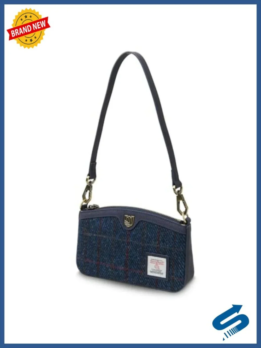 Harris Tweed Leather Crossbody Bag Convertible Clutch Detachable Strap